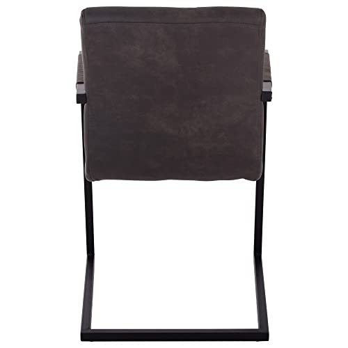 Raburg Esszimmerstuhl LUIS in Vintage-GRAU - Mikrofaser, gepolsterter XL Schwingstuhl mit Armlehnen, edles Industrial Design, massives Gestell aus Stahl in SEIDEN-SCHWARZ, belastbar bis 120 kg - 4