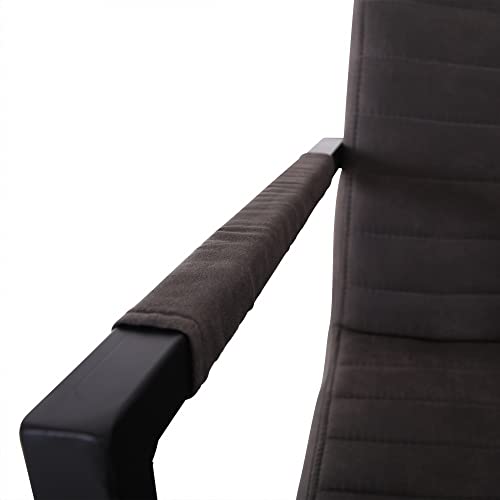 Raburg Esszimmerstuhl LUIS in Vintage-GRAU - Mikrofaser, gepolsterter XL Schwingstuhl mit Armlehnen, edles Industrial Design, massives Gestell aus Stahl in SEIDEN-SCHWARZ, belastbar bis 120 kg - 5