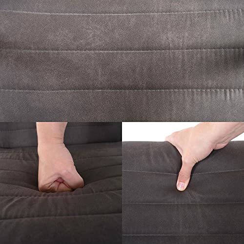 Raburg Esszimmerstuhl LUIS in Vintage-GRAU - Mikrofaser, gepolsterter XL Schwingstuhl mit Armlehnen, edles Industrial Design, massives Gestell aus Stahl in SEIDEN-SCHWARZ, belastbar bis 120 kg - 6