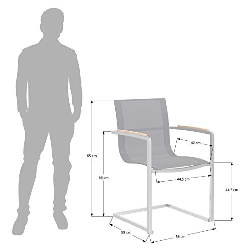 OUTLIV. Parla Freischwinger-Sessel, Gartensessel Edelstahl/Textilene, für Ihren Garten oder Balkon, Bespannung in Silber-Schwarz - 7