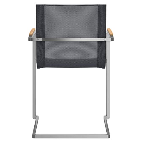 OUTLIV. Parla Freischwinger-Sessel, Gartensessel Edelstahl/Textilene, für Ihren Garten oder Balkon, Bespannung in Silber-Schwarz - 4