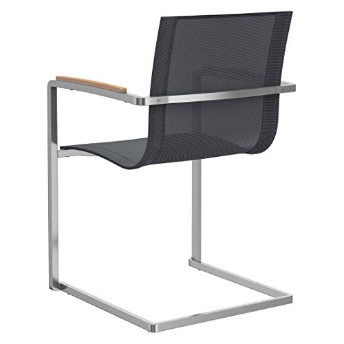 OUTLIV. Parla Freischwinger-Sessel, Gartensessel Edelstahl/Textilene, für Ihren Garten oder Balkon, Bespannung in Silber-Schwarz - 5