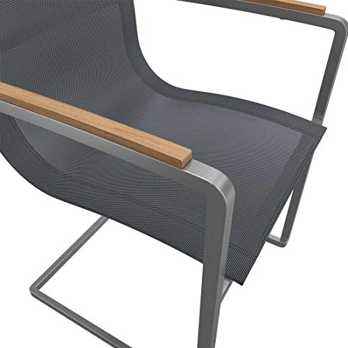 OUTLIV. Parla Freischwinger-Sessel, Gartensessel Edelstahl/Textilene, für Ihren Garten oder Balkon, Bespannung in Silber-Schwarz - 8