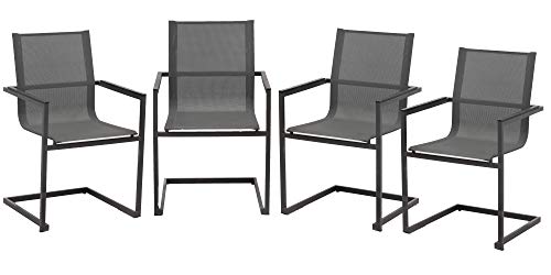 4X Gartensessel Freischwinger Gartenstuhl Metall Campingstuhl Hochlehner Set - 2