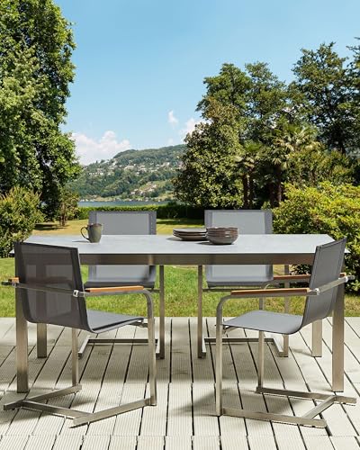 Beliani Gartenstuhl aus Edelstahl mit Polyester in Grau 4er Set Moderner Look Cosoleto - 2