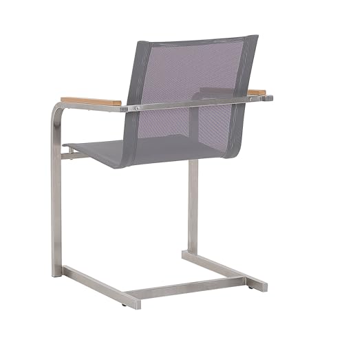 Beliani Gartenstuhl aus Edelstahl mit Polyester in Grau 4er Set Moderner Look Cosoleto - 6