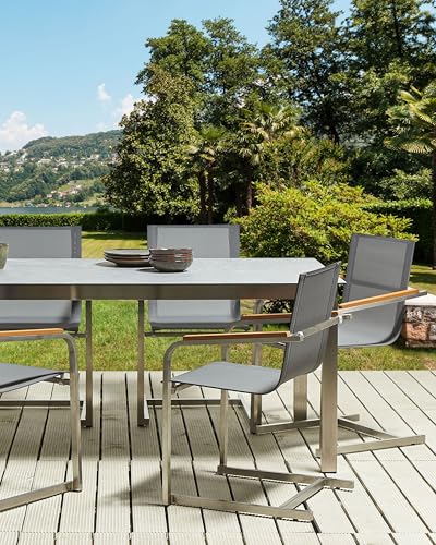 Beliani Gartenstuhl aus Edelstahl mit Polyester in Grau 2er Set Moderner Look Cosoleto - 2