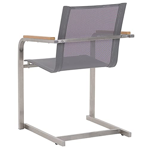 Beliani Gartenstuhl aus Edelstahl mit Polyester in Grau 2er Set Moderner Look Cosoleto - 6