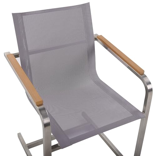 Beliani Gartenstuhl aus Edelstahl mit Polyester in Grau 2er Set Moderner Look Cosoleto - 7