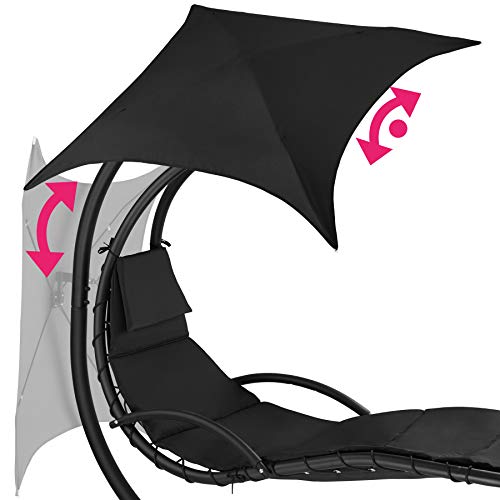 TecTake 800699 Hängeliege mit Gestell und Sonnendach mit UV Schutz, 195 x 118 x 202 cm, ergonomisch geformte Liegefläche, inkl. Sitz- und Kopfpolster - Diverse Farben – (Schwarz | Nr. 403074) - 5