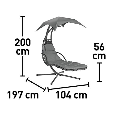 Euromate GmbH Schwingliege Palmdale mit Sonnendach aus Textilen Anthrazit - 3