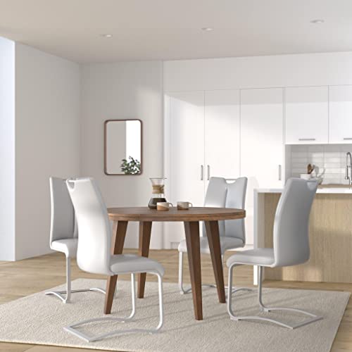 Robas Lund Esszimmerstühle 2er Set Grau, Echtleder Schwingstuhl Esszimmerstuhl max. 140 Kg Belastbar, Stuhl Artos - 7