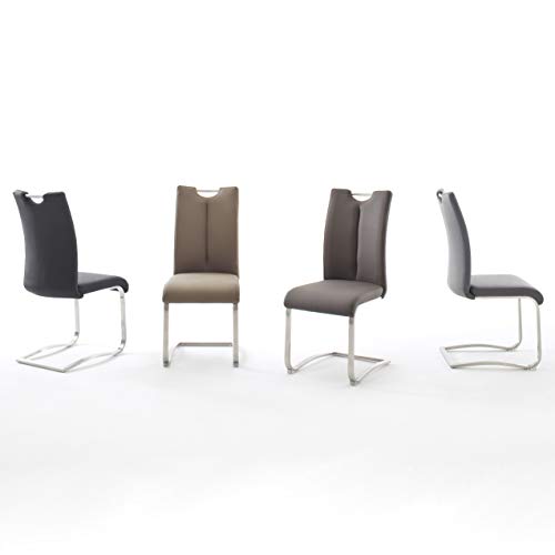 Robas Lund Esszimmerstühle 2er Set Grau, Echtleder Schwingstuhl Esszimmerstuhl max. 140 Kg Belastbar, Stuhl Artos - 3