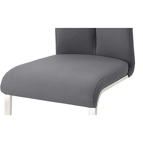 Robas Lund Esszimmerstühle 2er Set Grau, Echtleder Schwingstuhl Esszimmerstuhl max. 140 Kg Belastbar, Stuhl Artos - 5