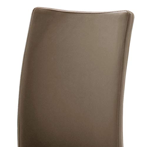 Robas Lund Esszimmerstuhl Leder cappuccino 2er Set, belastbar bis 130 kg, Schwingstuhl mit Rindsleder, Gestell Edelstahl, Komfortsitzhöhe - 4