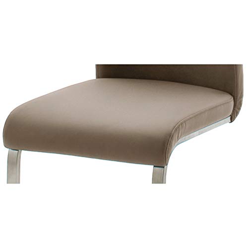 Robas Lund Esszimmerstuhl Leder cappuccino 2er Set, belastbar bis 130 kg, Schwingstuhl mit Rindsleder, Gestell Edelstahl, Komfortsitzhöhe - 5