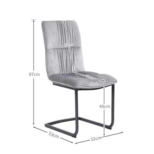 B&D home Esszimmerstühle 2er Set, Freischwinger Stühle Esszimmer, Schwingstuhl, Polsterstuhl, Essstühle, Küchenstühle, Samtstoff Senfgelb im Retrostil - 4