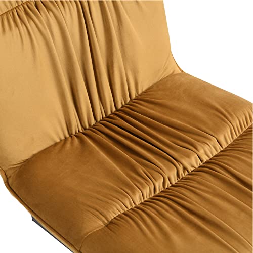 B&D home Esszimmerstühle 2er Set, Freischwinger Stühle Esszimmer, Schwingstuhl, Polsterstuhl, Essstühle, Küchenstühle, Samtstoff Senfgelb im Retrostil - 9