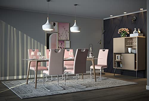 4er Set Schwingstuhl Ruby, Kunstleder Cappuccino, Griffmulde, Metallgestell Chrom 60 x 44 x 103 cm - 2