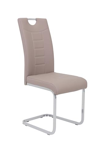 4er Set Schwingstuhl Ruby, Kunstleder Cappuccino, Griffmulde, Metallgestell Chrom 60 x 44 x 103 cm - 7