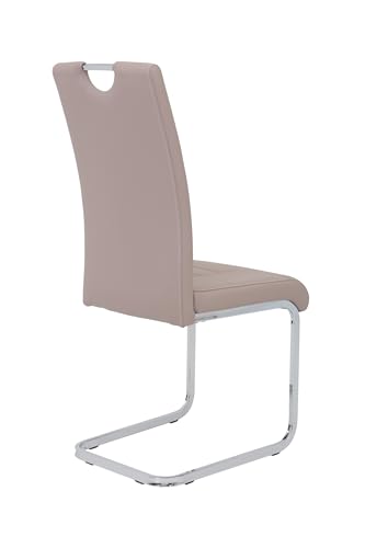 4er Set Schwingstuhl Ruby, Kunstleder Cappuccino, Griffmulde, Metallgestell Chrom 60 x 44 x 103 cm - 8