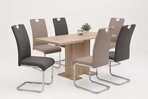 4er Set Schwingstuhl Ruby, Kunstleder Cappuccino, Griffmulde, Metallgestell Chrom 60 x 44 x 103 cm - 9