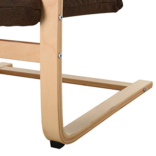 HOMCOM Relaxsessel Ruhesessel Relaxstuhl mit Armlehne Leinenbezug Holzgestell Braun - 9