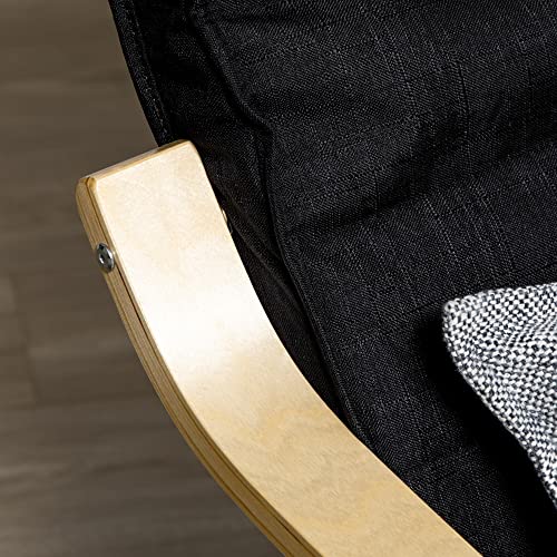 HOMCOM Relaxsessel Ruhesessel Relaxstuhl verstellbares Fußteil Auflage Holz Schwarz 66,5 x 81 x 100cm - 8