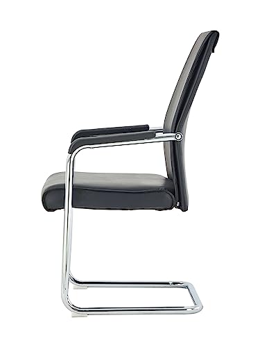 goodsforbusiness Freischwinger Besucherstuhl Kunstleder schwarz, Gästesuhl Gestell Chrom, Empfangsstuhl Schwingstuhl hohe Rückenlehne, Bürostuhl - 4