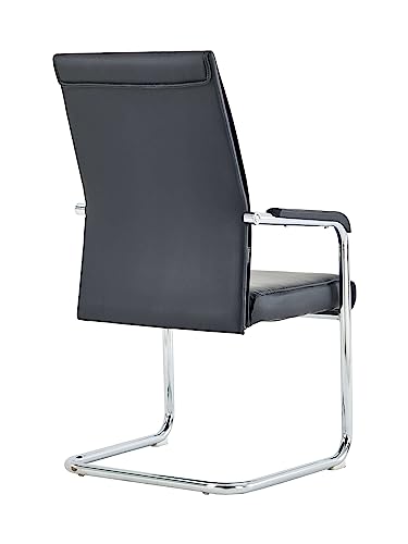 goodsforbusiness Freischwinger Besucherstuhl Kunstleder schwarz, Gästesuhl Gestell Chrom, Empfangsstuhl Schwingstuhl hohe Rückenlehne, Bürostuhl - 5