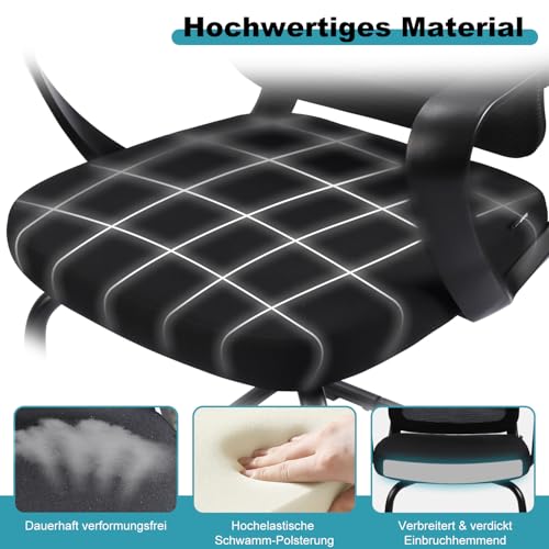 Eucladoceros Freischwinger Stühle,Konferenzstuhl,Bürostühle mit Armlehne und Lendenwirbelstütze,Ergonomische Besucherstuhl für Home Konferenzraum Schlafzimmer(1, Schwarz, 62x50x103cm) - 5