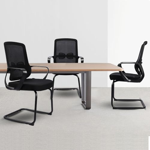 Eucladoceros Freischwinger Stühle,Konferenzstuhl,Bürostühle mit Armlehne und Lendenwirbelstütze,Ergonomische Besucherstuhl für Home Konferenzraum Schlafzimmer(1, Schwarz, 62x50x103cm) - 6