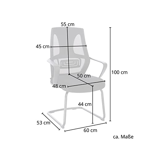 SVITA Delta 2er-Set Besucherstuhl Konferenzstühle Freischwinger mit Armlehnen Schwarz - 3