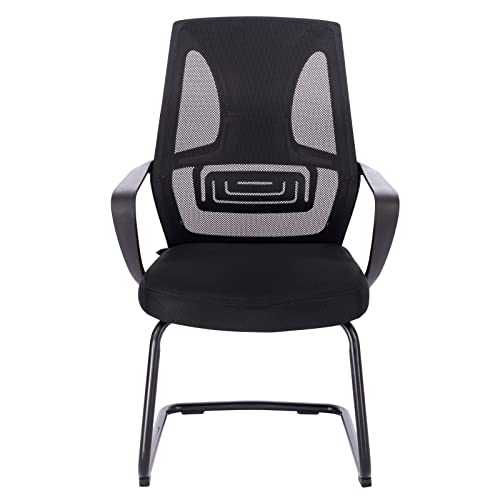 SVITA Delta 2er-Set Besucherstuhl Konferenzstühle Freischwinger mit Armlehnen Schwarz - 4