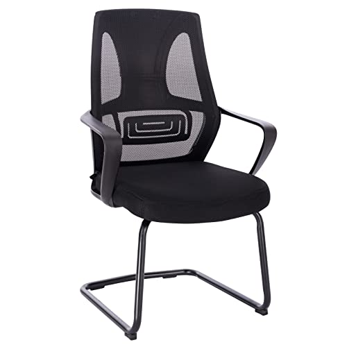 SVITA Delta 2er-Set Besucherstuhl Konferenzstühle Freischwinger mit Armlehnen Schwarz - 5