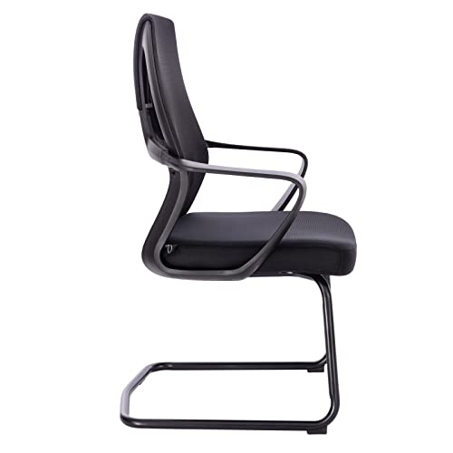 SVITA Delta 2er-Set Besucherstuhl Konferenzstühle Freischwinger mit Armlehnen Schwarz - 6