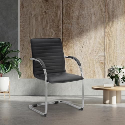 CLP Besucherstuhl Tira Kunstleder I Freischwinger Mit Gepolsterter Sitzfläche, Farbe:schwarz - 2