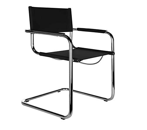 Denver Freischwinger Klassiker Besucherstuhl Leder Schwarz - 3