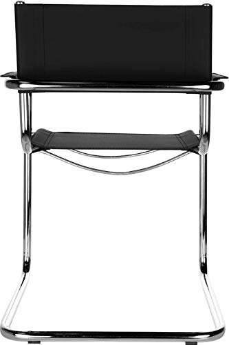 Denver Freischwinger Klassiker Besucherstuhl Leder Schwarz - 4