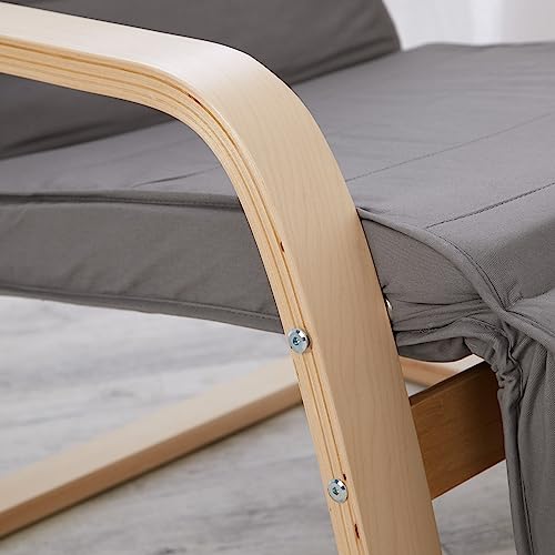 Homestyle4u 2407, Relaxsessel mit Liegefunktion Schwingstuhl mit Armlehne Schwingsessel Wohnzimmer Bezug Grau Holz - 5