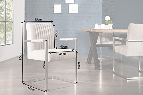 invicta INTERIOR Freischwinger Stuhl Big Aston Stone grau Federkern mit Armlehne Edelstahl Gestell Esszimmerstuhl Stuhl - 3