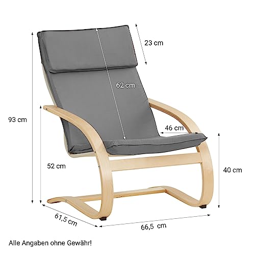 Homestyle4u 2405, Relaxsessel Schwingstuhl mit Armlehne Schwingsessel Wohnzimmer Relax Stuhl Bezug Grau - 3