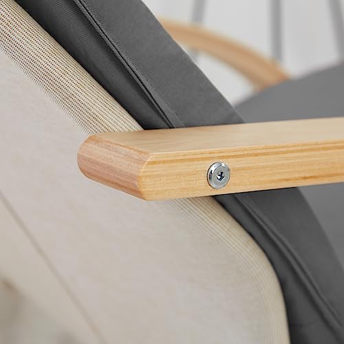Homestyle4u 2405, Relaxsessel Schwingstuhl mit Armlehne Schwingsessel Wohnzimmer Relax Stuhl Bezug Grau - 6
