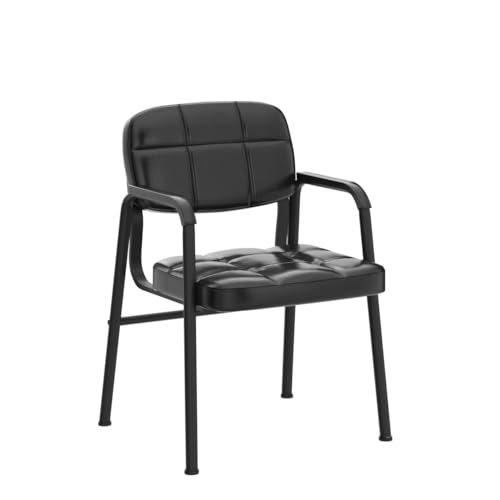 Yaheetech Besucherstühle Wartezimmerstühle Gästestühle mit Armlehne und Lehne, Konferenzraumstühle Wohnzimmerstuhl Polsterstuhl Esszimmerstuhl Kunstleder für Wohnzimmer, 2 Stück Schwarz - 4