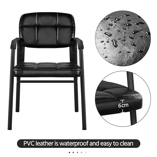 Yaheetech Besucherstühle Wartezimmerstühle Gästestühle mit Armlehne und Lehne, Konferenzraumstühle Wohnzimmerstuhl Polsterstuhl Esszimmerstuhl Kunstleder für Wohnzimmer, 2 Stück Schwarz - 7