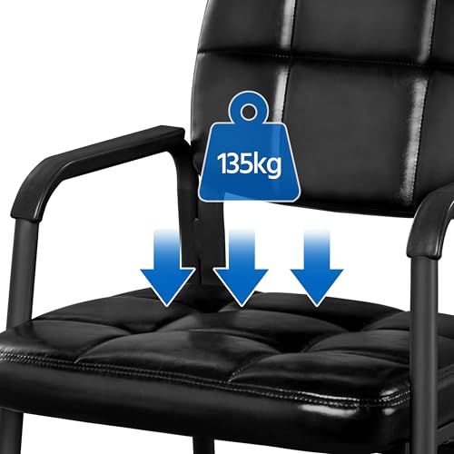 Yaheetech Besucherstühle Wartezimmerstühle Gästestühle mit Armlehne und Lehne, Konferenzraumstühle Wohnzimmerstuhl Polsterstuhl Esszimmerstuhl Kunstleder für Wohnzimmer, 2 Stück Schwarz - 9