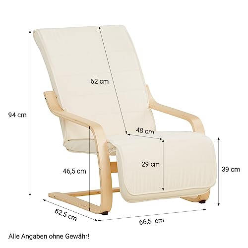 Homestyle4u 2406, Relaxsessel mit Liegefunktion Schwingstuhl mit Armlehne Schwingsessel Wohnzimmer Bezug Beige Creme - 3