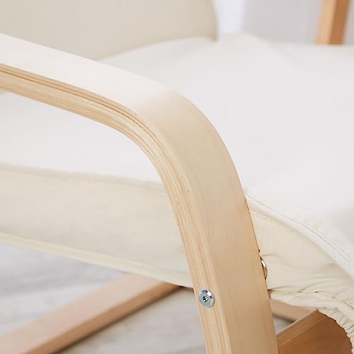 Homestyle4u 2406, Relaxsessel mit Liegefunktion Schwingstuhl mit Armlehne Schwingsessel Wohnzimmer Bezug Beige Creme - 6