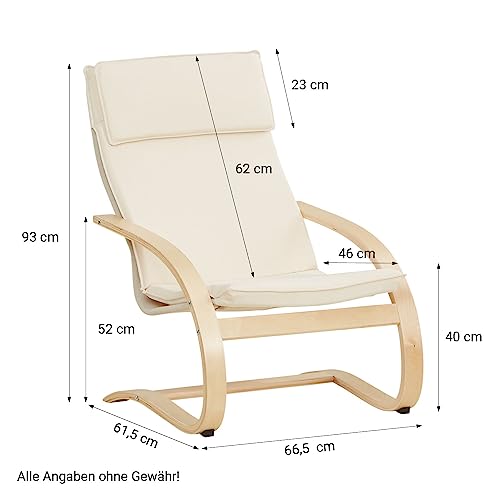 Homestyle4u 2404, Relaxsessel Schwingstuhl mit Armlehne Schwingsessel Wohnzimmer Relax Stuhl Bezug Beige Creme - 3