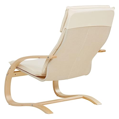 Homestyle4u 2404, Relaxsessel Schwingstuhl mit Armlehne Schwingsessel Wohnzimmer Relax Stuhl Bezug Beige Creme - 4